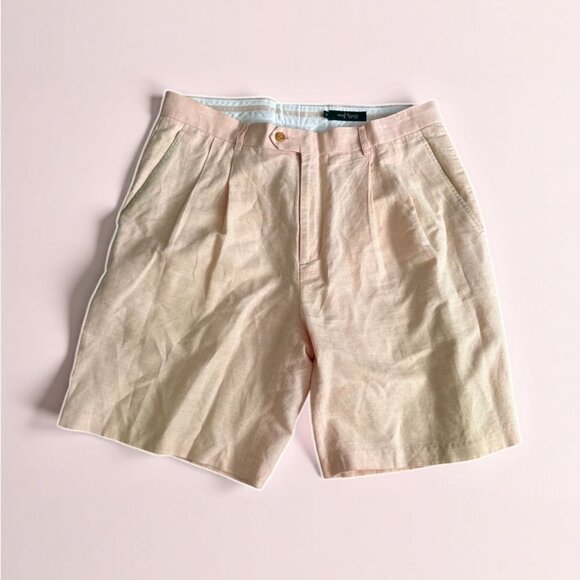 BOBBY JONES Peach Linen Pleated Golf Shorts Size 34 - Picture 1 of 8